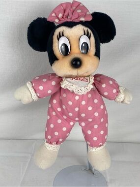 Vintage Disney Minnie Mouse Plush Pink Polka Dot Disneyland Walt Disney World